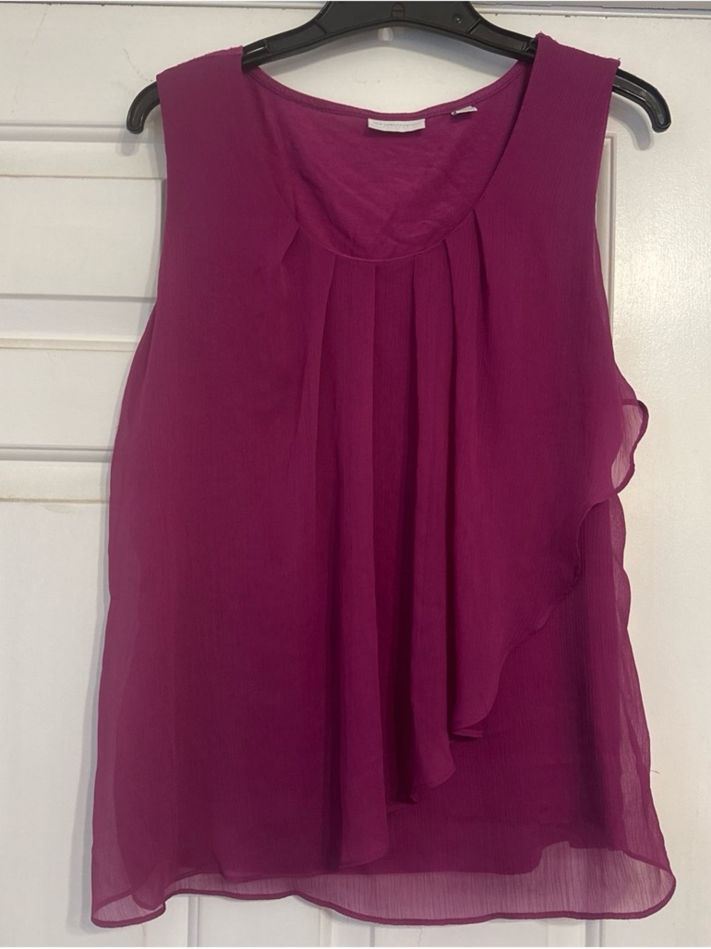 New York & Company Magenta Ruffled Sleeveless Camisole
